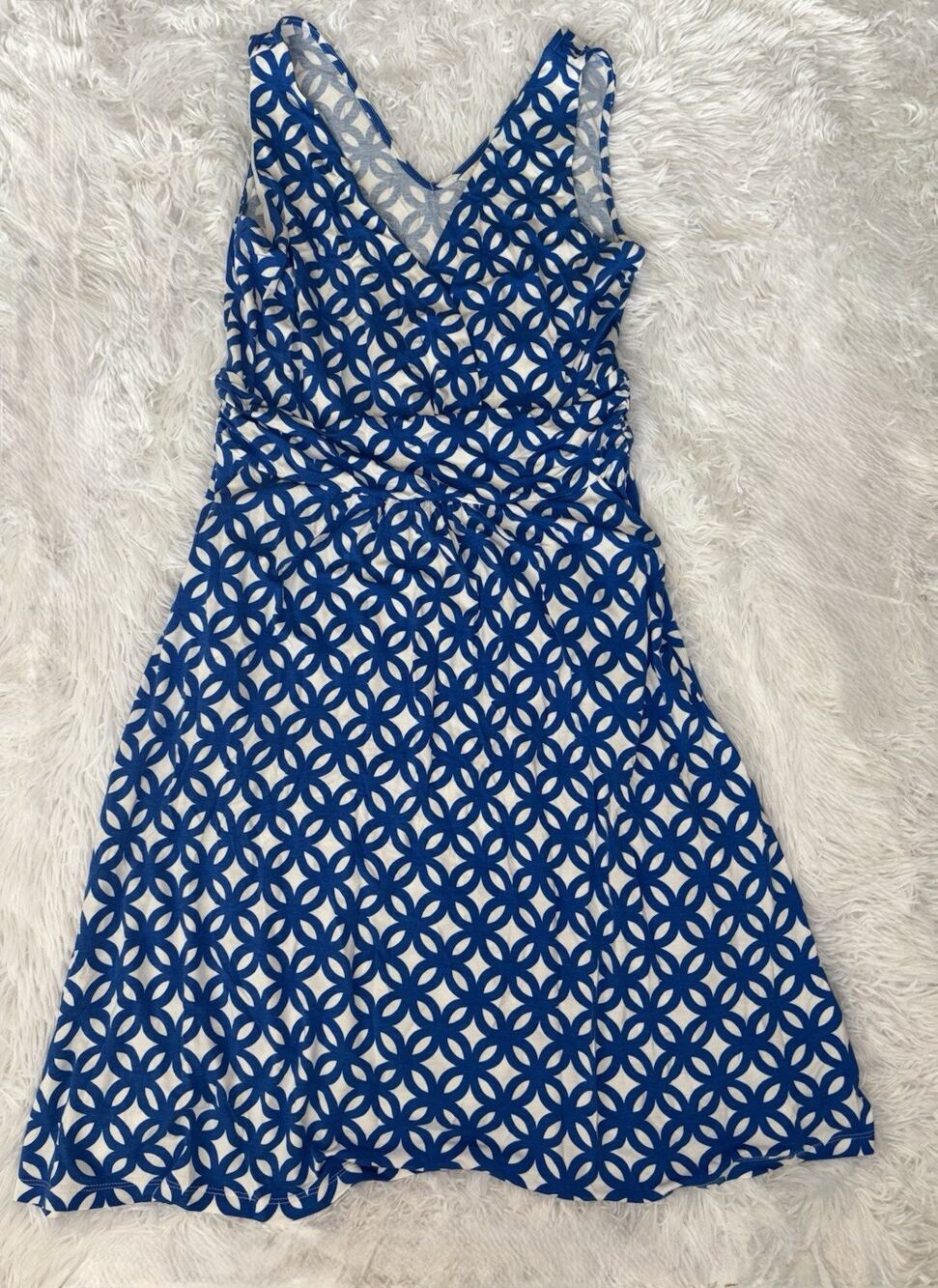 Fantastic Boden 8R Blue & Wht Design Dress. Beautiful, Soft, Excellent Condition